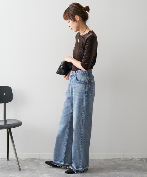 「Spick & Span」 加工デニムパンツ 34 サックスブルー レディース
