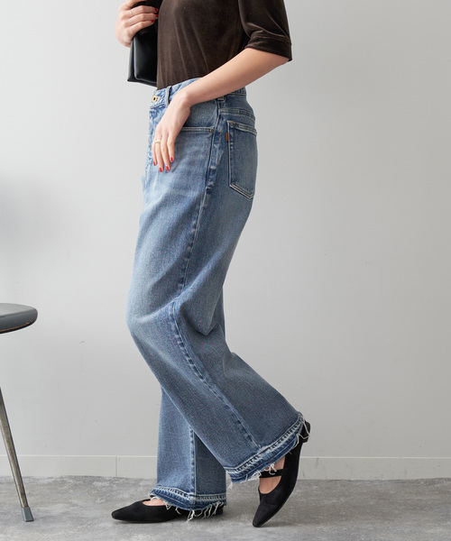 「Spick & Span」 加工デニムパンツ 34 サックスブルー レディース