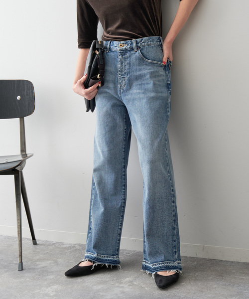 「Spick & Span」 加工デニムパンツ 34 サックスブルー レディース