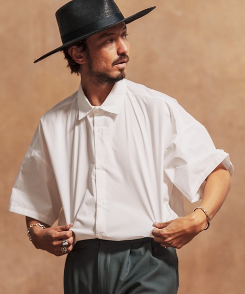 「Jih Nunc」 半袖シャツ S オリーブ メンズ_画像3