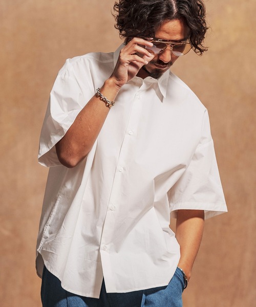 「Jih Nunc」 半袖シャツ S オリーブ メンズ_画像4