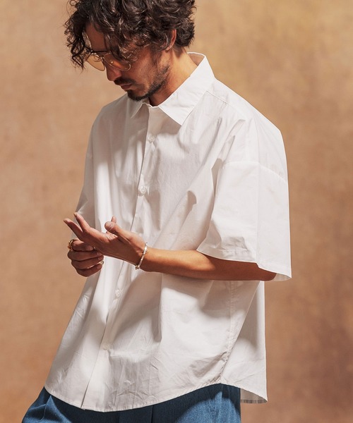 「Jih Nunc」 半袖シャツ S オリーブ メンズ_画像5