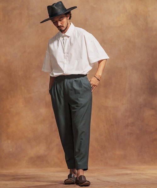 「Jih Nunc」 半袖シャツ S オリーブ メンズ_画像8