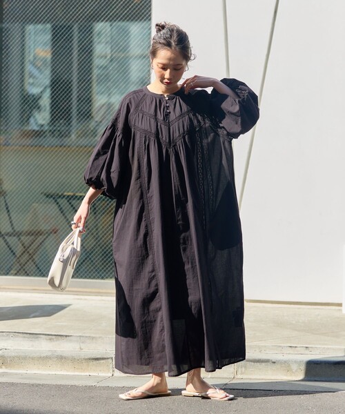 FREAK'S STORE（フリークスストア） 7分袖ワンピース MEDIUM ブラック