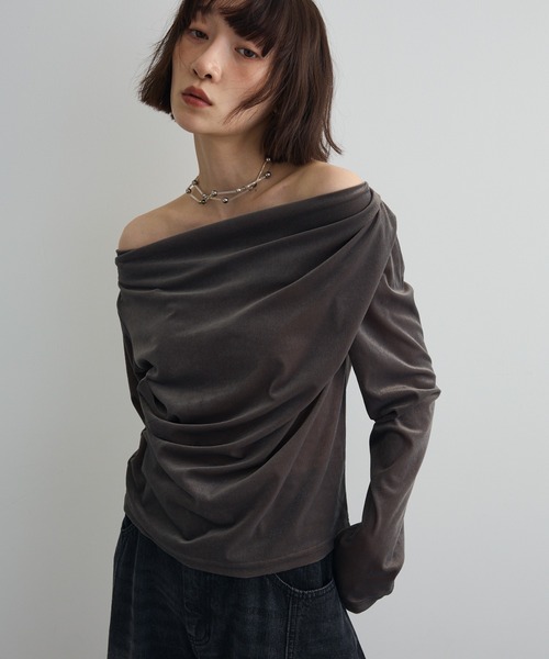 tシャツ シアーベロアオフショル長袖プルオーバー レディース | AnriettMusee