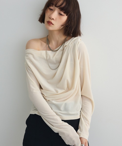 tシャツ シアーベロアオフショル長袖プルオーバー レディース | AnriettMusee | 01