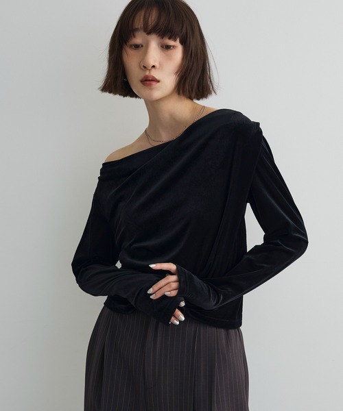tシャツ シアーベロアオフショル長袖プルオーバー レディース | AnriettMusee | 02