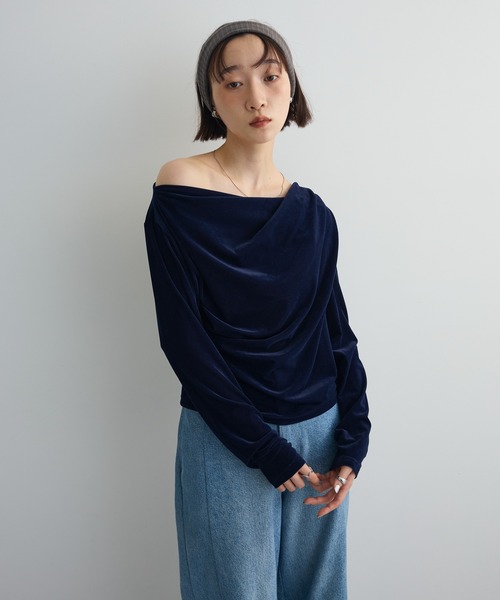tシャツ シアーベロアオフショル長袖プルオーバー レディース | AnriettMusee | 25