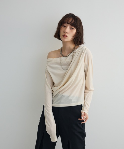 tシャツ シアーベロアオフショル長袖プルオーバー レディース | AnriettMusee | 06