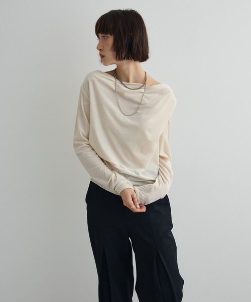 tシャツ シアーベロアオフショル長袖プルオーバー レディース | AnriettMusee | 07