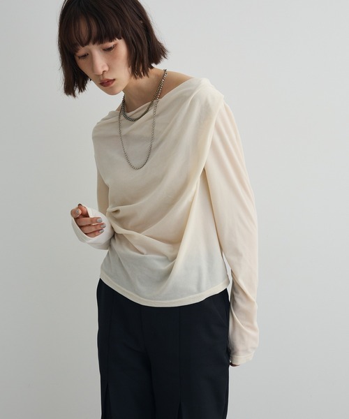 tシャツ シアーベロアオフショル長袖プルオーバー レディース | AnriettMusee | 09