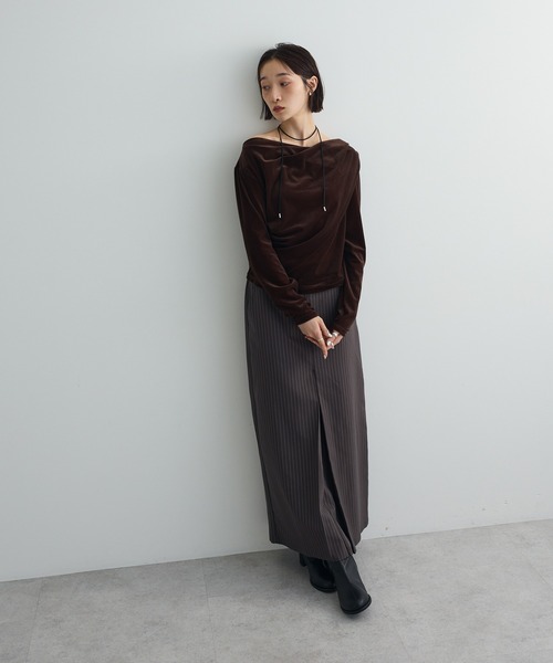 tシャツ シアーベロアオフショル長袖プルオーバー レディース | AnriettMusee | 16