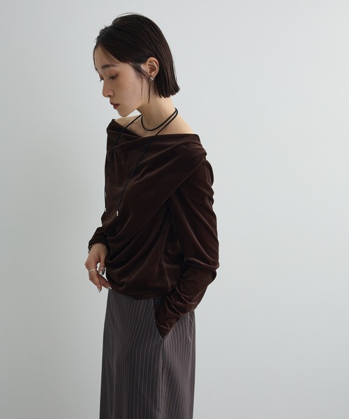 tシャツ シアーベロアオフショル長袖プルオーバー レディース | AnriettMusee | 18