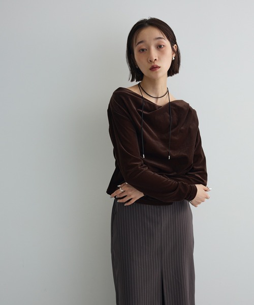 tシャツ シアーベロアオフショル長袖プルオーバー レディース | AnriettMusee | 20