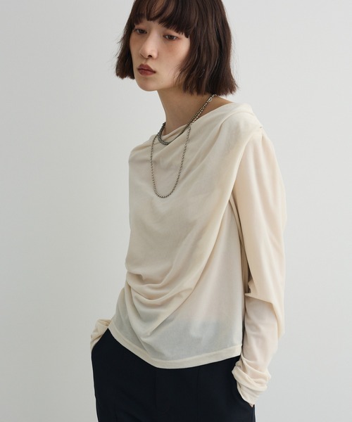 tシャツ シアーベロアオフショル長袖プルオーバー レディース | AnriettMusee | 08