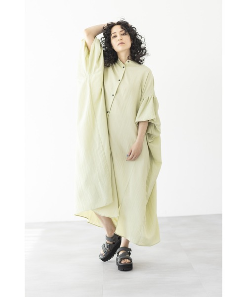 「OSMOSIS」 半袖ワンピース ONE SIZE ブルーグレー レディース_画像2