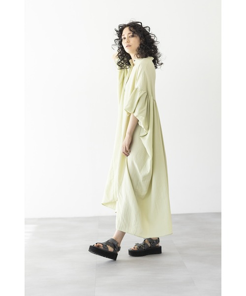 「OSMOSIS」 半袖ワンピース ONE SIZE ブルーグレー レディース_画像3