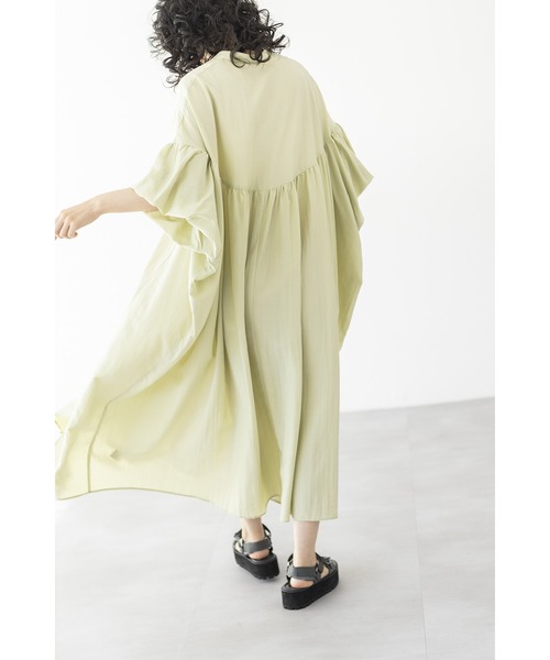 「OSMOSIS」 半袖ワンピース ONE SIZE ブルーグレー レディース_画像4