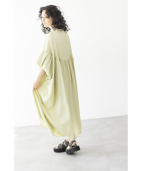 「OSMOSIS」 半袖ワンピース ONE SIZE ブルーグレー レディース_画像5