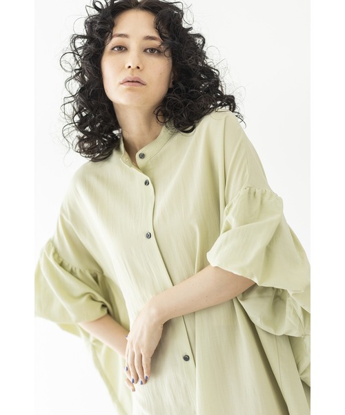 「OSMOSIS」 半袖ワンピース ONE SIZE ブルーグレー レディース_画像7