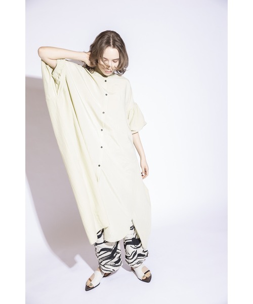 「OSMOSIS」 半袖ワンピース ONE SIZE ブルーグレー レディース_画像9