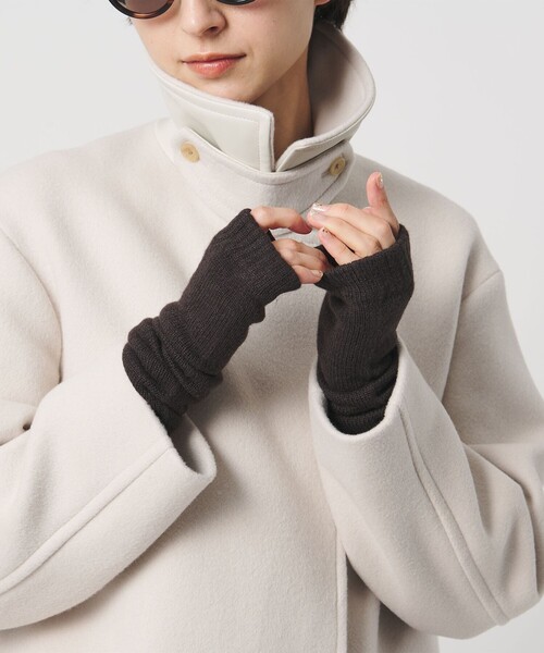 ジョンストンズ　JOHNSTONS カシミヤ 手袋　フィンガーレスグローブ　黒 hay02223_1.jpg