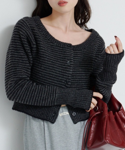 【SEVENTEN】即完売 レア　ボウタイニットカーディガン ブラックM ボウタイニットカーディガン(リュクス) - seventen