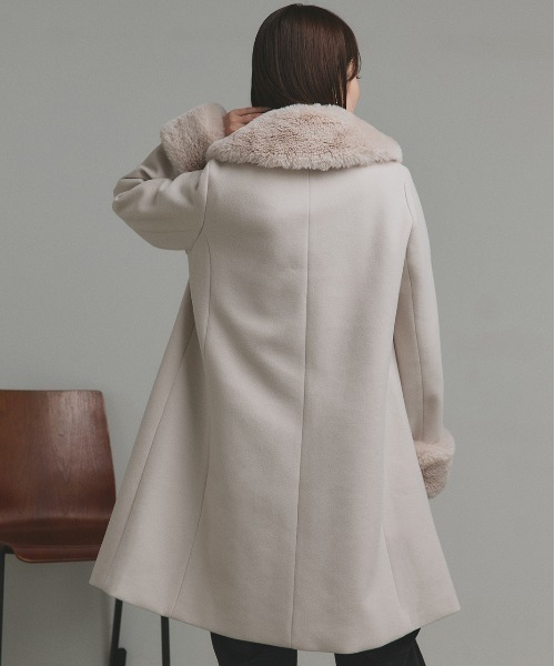 ad thie（アドティエ） ノーカラーコート コート ファーカラー 2WAY