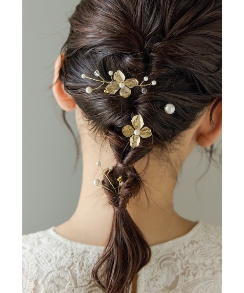 niana（ニアナ） メタルフラワーモチーフヘアピン4本セット Uピン
