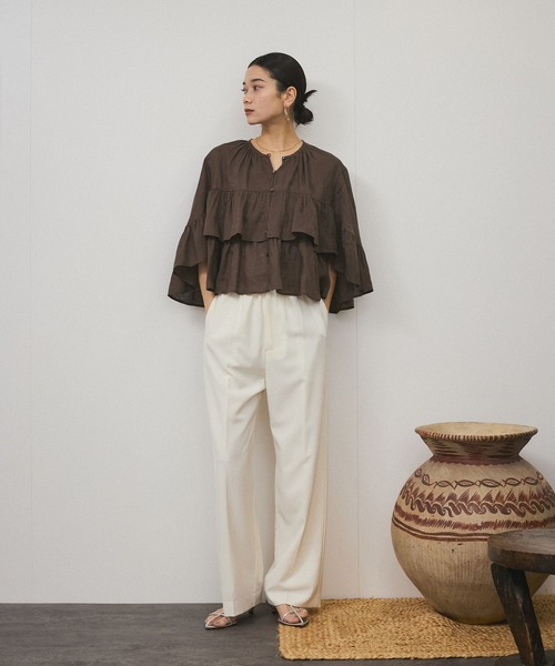 「SALON adam et rope'」 ノースリーブブラウス FREE ブラウン レディース_画像7