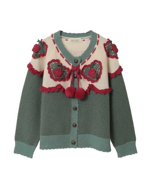 ピンクハウス ブラウン くまちゃん編み 胸ヨーク ニットカーディガン ピンクハウス ブラウン くまちゃん編み 胸ヨーク ニットカーディガン