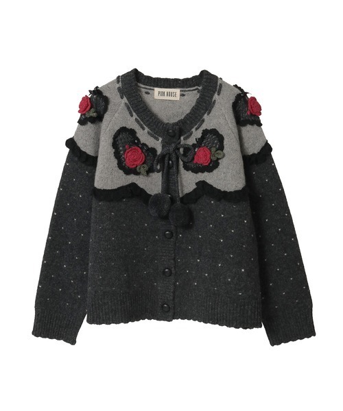 ミキハウス　うさこニットカーディガン　ハート　ピンク　新品未使用タグ付き　匿名 PINK HOUSE（ピンクハウス） カーディガン ハートモチーフ使いヨーク