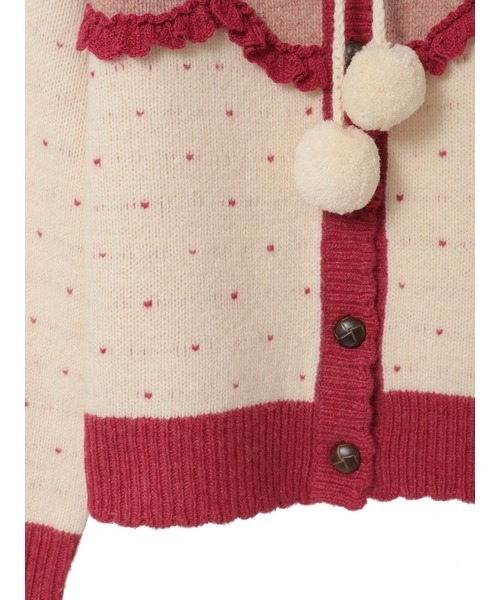 ☆PINK HOUSEウールニットカーディガンヴィンテージ　幾何学模様　ピンク系 PINK HOUSE（ピンクハウス） カーディガン モチーフ付きアーガイル