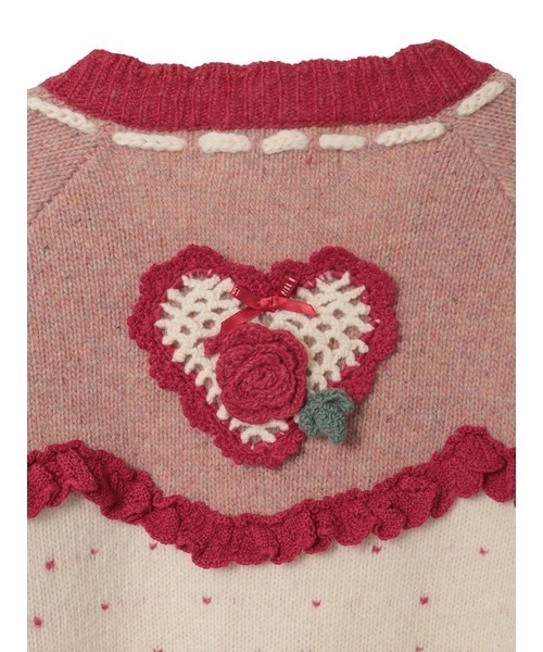 PINK HOUSE（ピンクハウス） カーディガン ハートモチーフ使いヨーク