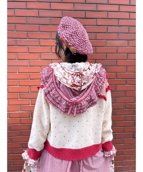 ピンクハウス♡バラとハートの編み込み♡2WAYニットカーディガン ピンクハウス♡バラとハートの編み込み♡2WAYニットカーディガン