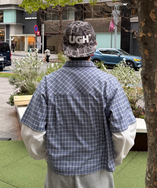 ADAMASTE シャツ Fake Layered Check Shirt - フェイクレイヤード 