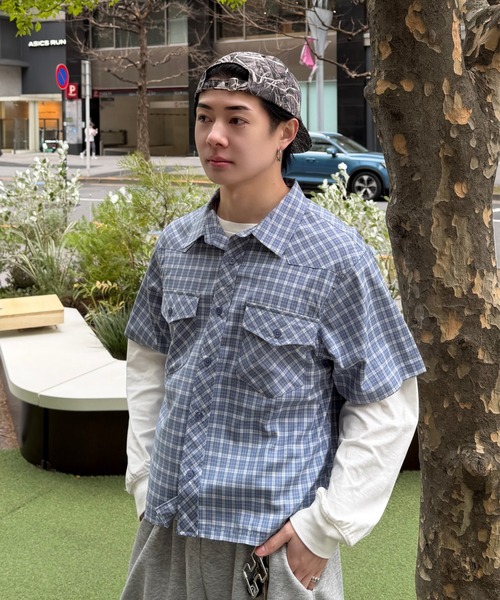 WACHIFIELD わちふぃーるど シャツ チェック フェイクレイヤード ADAMASTE シャツ Fake Layered Check Shirt - フェイクレイヤード