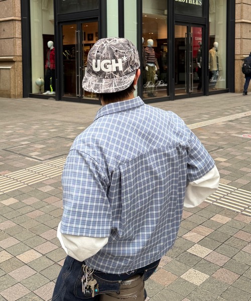 ADAMASTE シャツ Fake Layered Check Shirt - フェイクレイヤード 