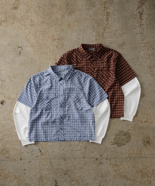 ADAMASTE シャツ Fake Layered Check Shirt - フェイクレイヤード