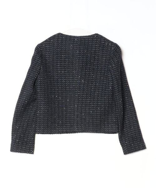 「theory luxe」 チェック柄ツイードジャケット 36 ネイビー レディース_画像2