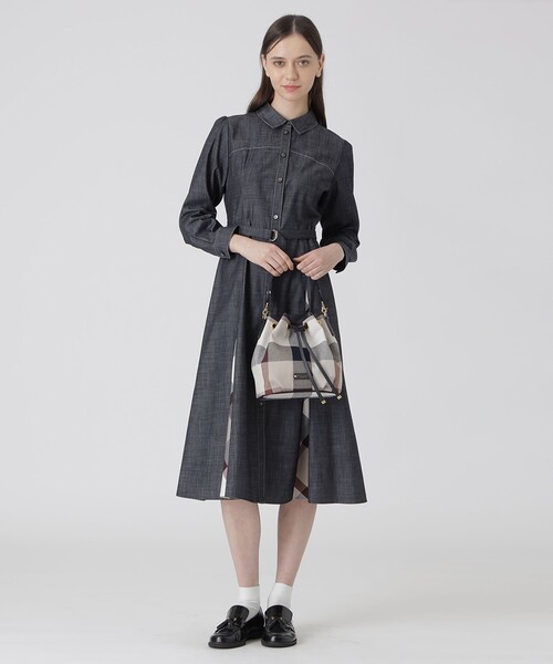 【極美品】クレストブリッジチェックキャンバスコロンバッグ　3way レディース BLUE LABEL CRESTBRIDGE（ブルーレーベルクレストブリッジ