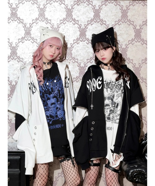 パーカー 2WAYクロスチェーンユニセックスZIP裏毛パーカー レディース | NOEMIE | 08