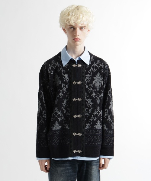 HARE（ハレ） カーディガン ダマスクガラメタルボタンカーディガン