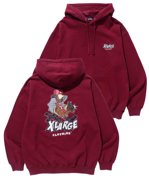 XLARGE バーガンディ パーカー　パーカー　ストリート　フード XLARGE（エクストラ ラージ） プルオーバーパーカー M バーガンディー