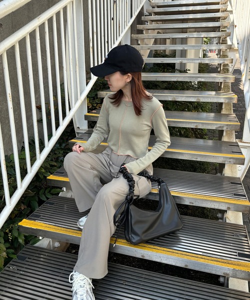 「ISOOK」 長袖カットソー FREE カーキ レディース_画像2