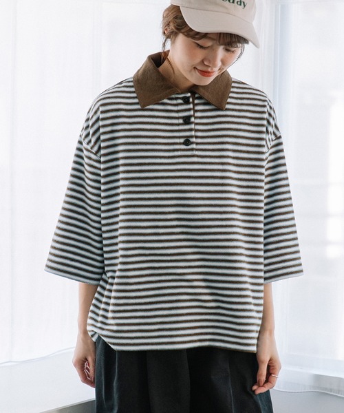 トップス OU POU DOU DOU（プードゥドゥ） tシャツ パイルボーダーラガートップス