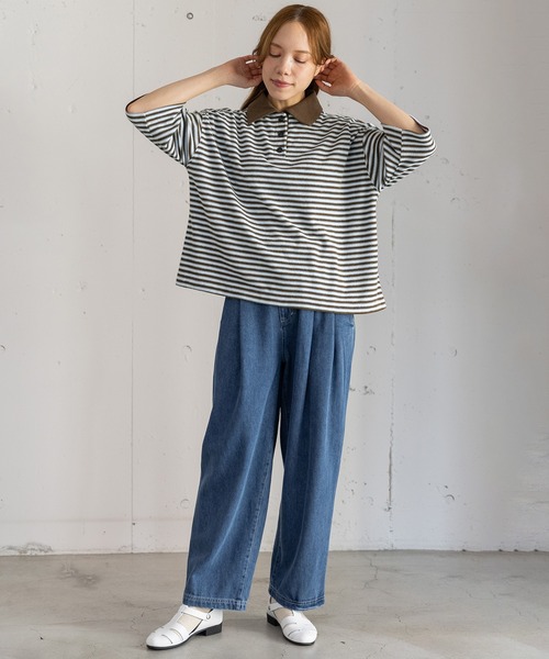 POU DOU DOU（プードゥドゥ） tシャツ パイルボーダーラガートップス