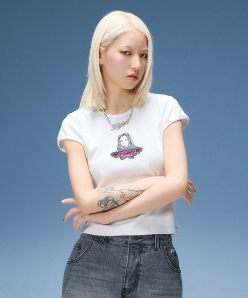 X-girl（エックスガール） tシャツ DEVIL FACE S/S BABY TEE