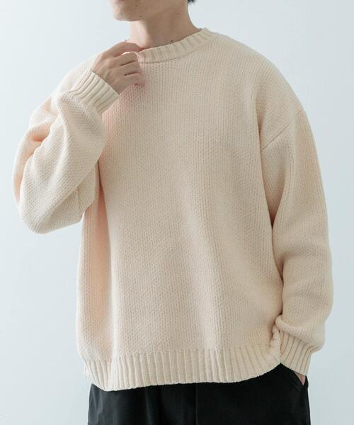「ITEMS URBANRESEARCH」 長袖ニット LARGE ベージュ メンズ_画像3
