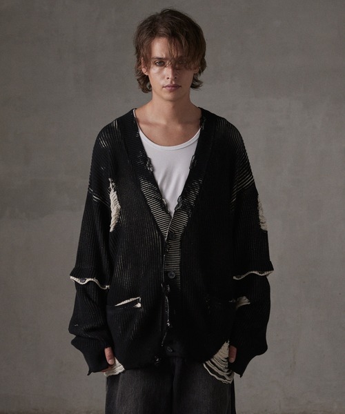 GRANCY ダメージ加工カーディガン L GRANCY カーディガン L ブラック メンズ : ZOZOTOWN Yahoo!店 - 通販